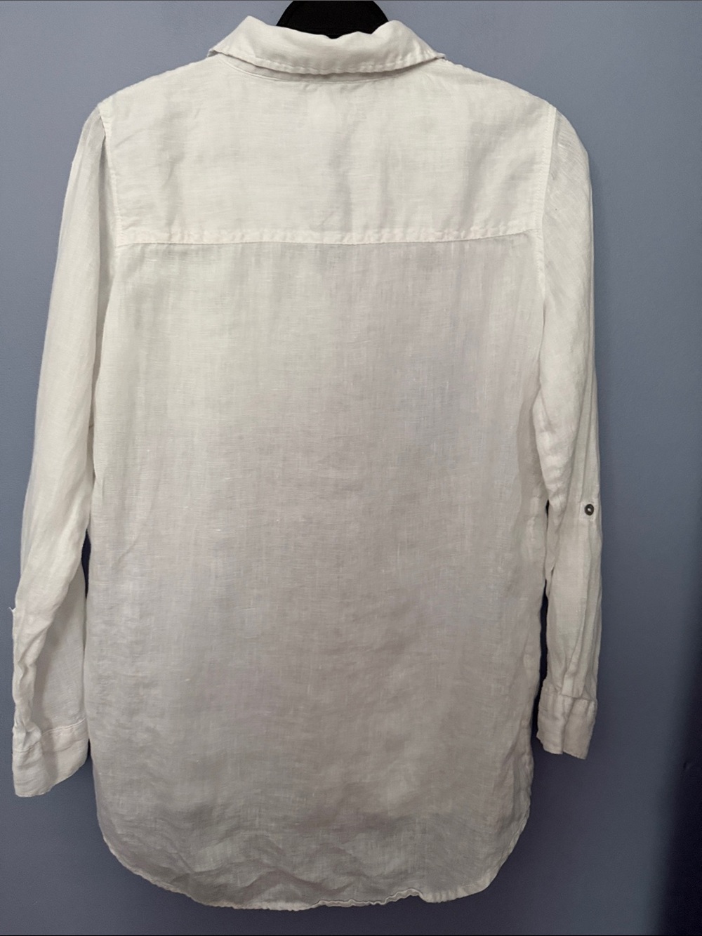 Sigrid Olsen Linen Button Down Shirt Small White Coastal Resort - Picture 7 of 8